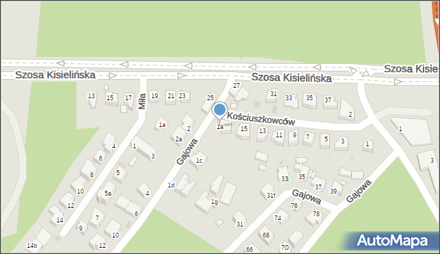 Zielona Góra, Gajowa, 1a, mapa Zielona Góra