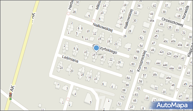 Żory, Gałczyńskiego Konstantego Ildefonsa, 16, mapa Żor