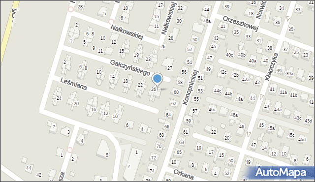 Żory, Gałczyńskiego Konstantego Ildefonsa, 28, mapa Żor
