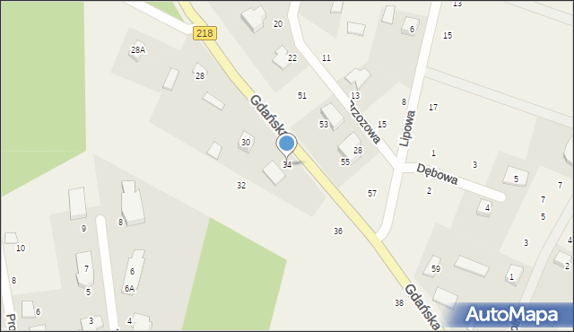 Bieszkowice, Gdańska, 34, mapa Bieszkowice