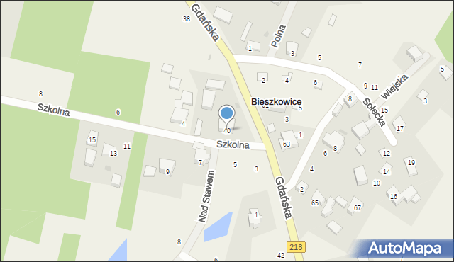 Bieszkowice, Gdańska, 40, mapa Bieszkowice