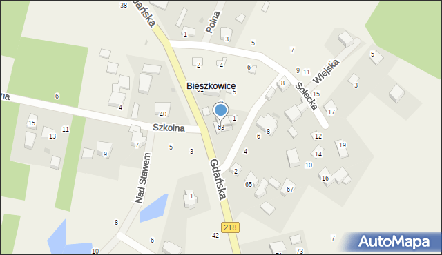 Bieszkowice, Gdańska, 63, mapa Bieszkowice