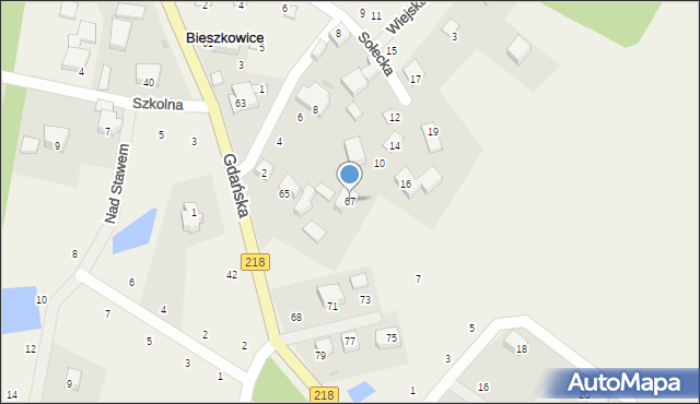 Bieszkowice, Gdańska, 67, mapa Bieszkowice