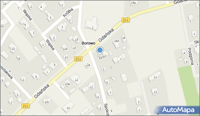 Borowo, Gdańska, 14, mapa Borowo