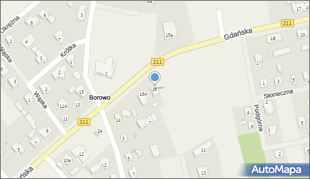 Borowo, Gdańska, 16, mapa Borowo