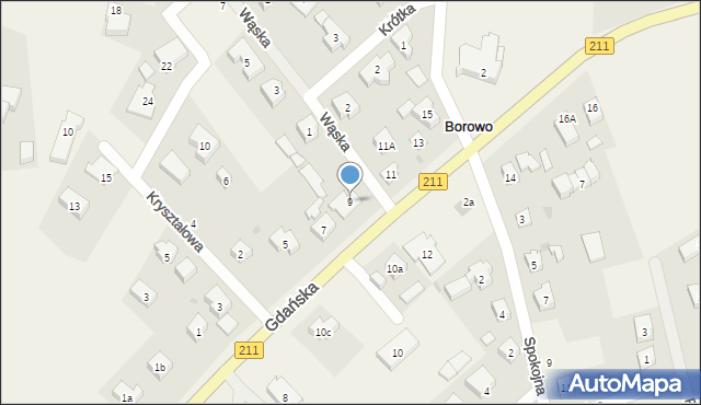 Borowo, Gdańska, 9, mapa Borowo