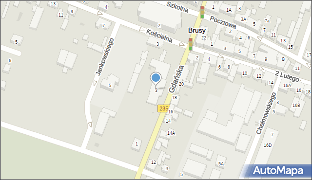 Brusy, Gdańska, 3, mapa Brusy