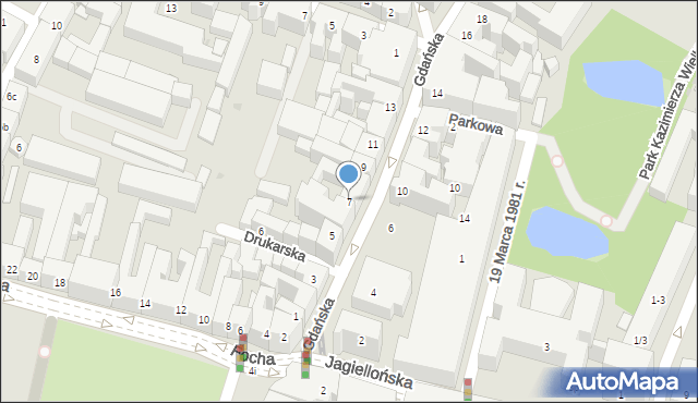 Bydgoszcz, Gdańska, 7, mapa Bydgoszczy