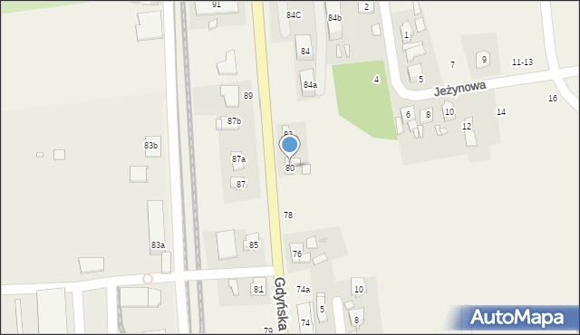 Czerwonak, Gdyńska, 80, mapa Czerwonak