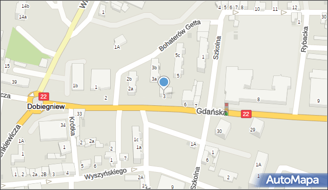 Dobiegniew, Gdańska, 3, mapa Dobiegniew