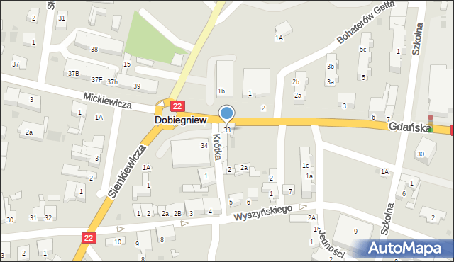 Dobiegniew, Gdańska, 33, mapa Dobiegniew