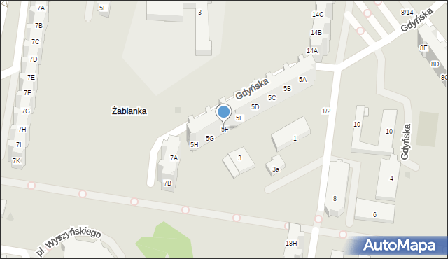 Gdańsk, Gdyńska, 5F, mapa Gdańska