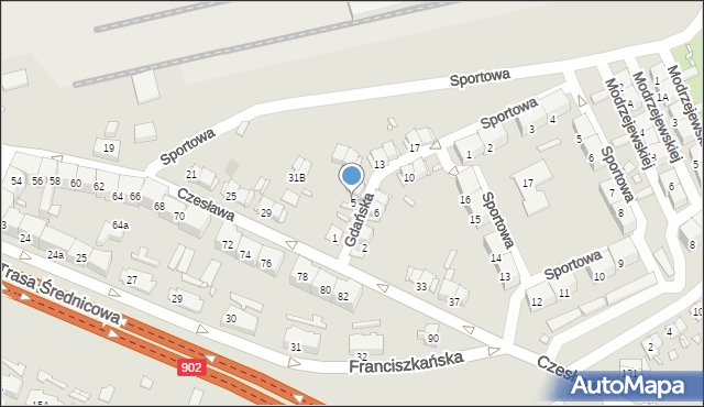 Gliwice, Gdańska, 5, mapa Gliwic