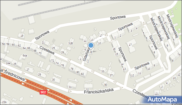 Gliwice, Gdańska, 6, mapa Gliwic