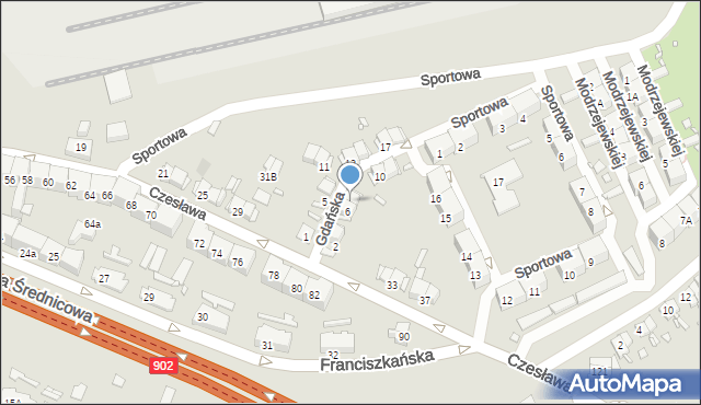 Gliwice, Gdańska, 8, mapa Gliwic