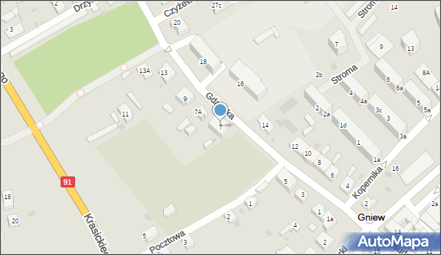 Gniew, Gdańska, 7, mapa Gniew