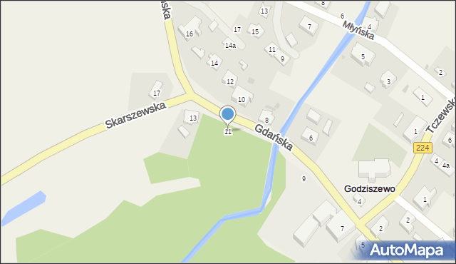 Godziszewo, Gdańska, 11, mapa Godziszewo