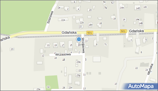 Jantar, Gdańska, 13, mapa Jantar