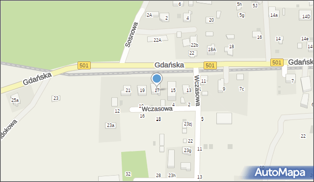 Jantar, Gdańska, 17, mapa Jantar