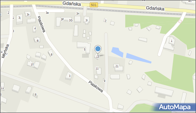 Jantar, Gdańska, 1g, mapa Jantar