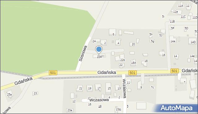 Jantar, Gdańska, 22A, mapa Jantar