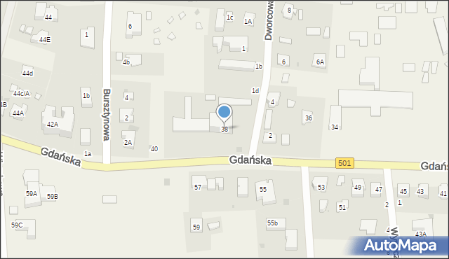 Jantar, Gdańska, 38, mapa Jantar
