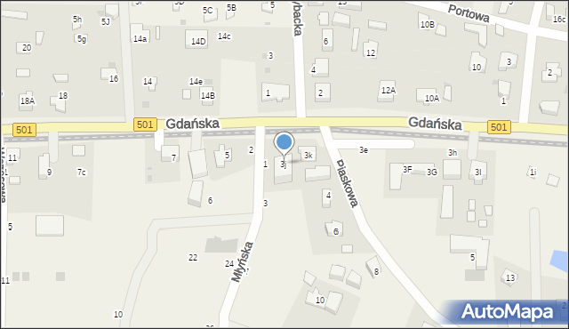 Jantar, Gdańska, 3j, mapa Jantar