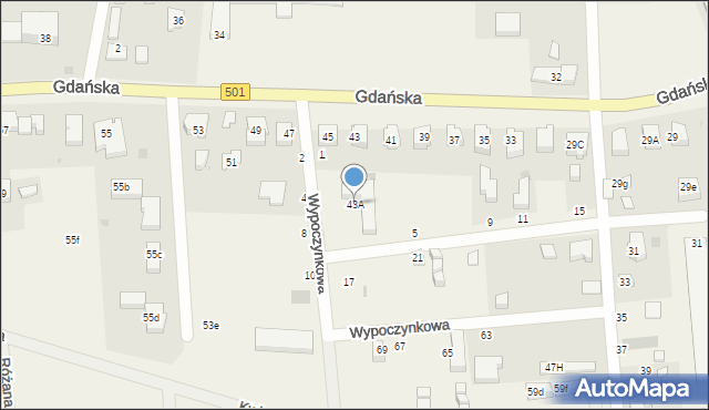 Jantar, Gdańska, 43A, mapa Jantar