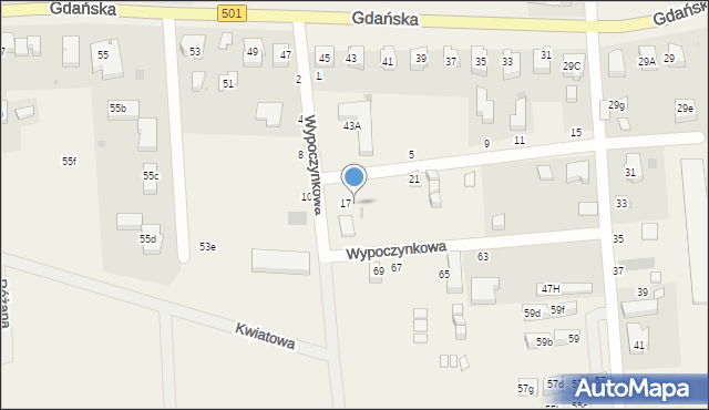 Jantar, Gdańska, 43b, mapa Jantar