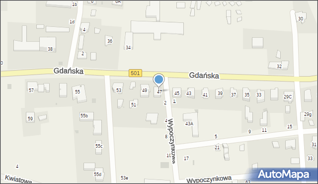 Jantar, Gdańska, 47, mapa Jantar