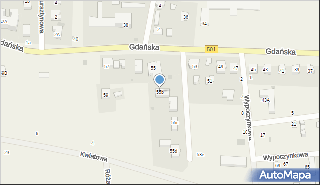 Jantar, Gdańska, 55b, mapa Jantar