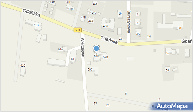 Jantar, Gdańska, 59A, mapa Jantar