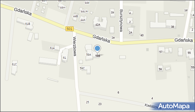 Jantar, Gdańska, 59B, mapa Jantar