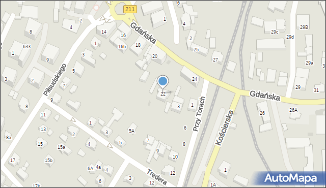 Kartuzy, Gdańska, 22, mapa Kartuzy