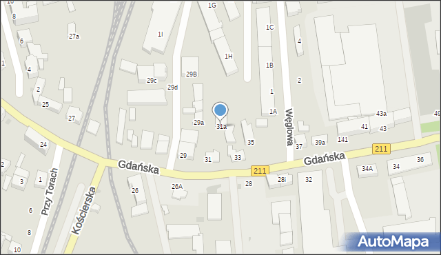 Kartuzy, Gdańska, 31a, mapa Kartuzy