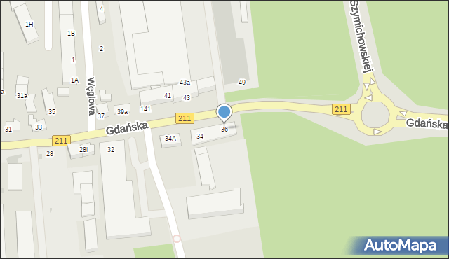 Kartuzy, Gdańska, 36, mapa Kartuzy