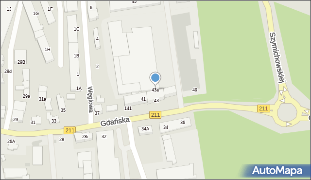 Kartuzy, Gdańska, 43a, mapa Kartuzy