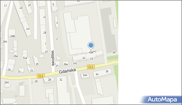 Kartuzy, Gdańska, 43a, mapa Kartuzy