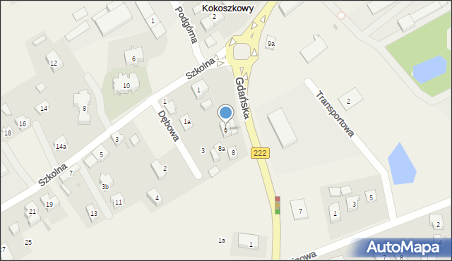 Kokoszkowy, Gdańska, 9, mapa Kokoszkowy