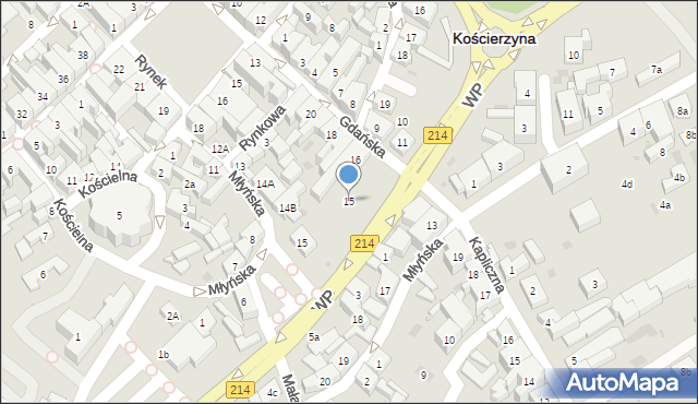 Kościerzyna, Gdańska, 15, mapa Kościerzyna