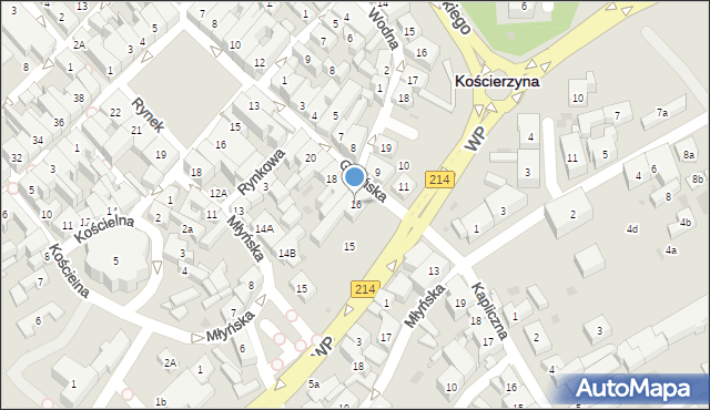 Kościerzyna, Gdańska, 16, mapa Kościerzyna