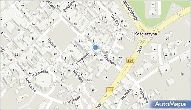 Kościerzyna, Gdańska, 20, mapa Kościerzyna