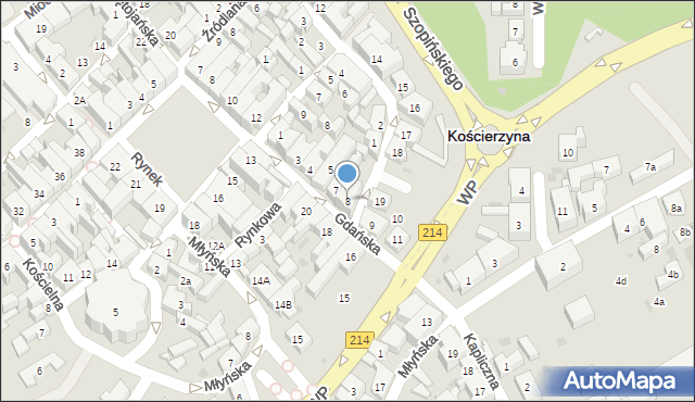 Kościerzyna, Gdańska, 8, mapa Kościerzyna