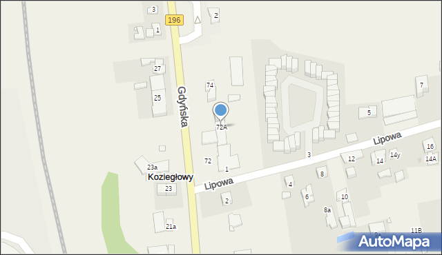 Koziegłowy, Gdyńska, 72A, mapa Koziegłowy