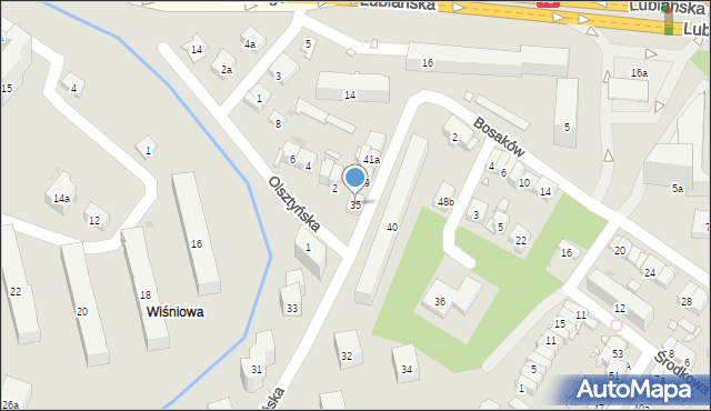 Kraków, Gdańska, 35, mapa Krakowa