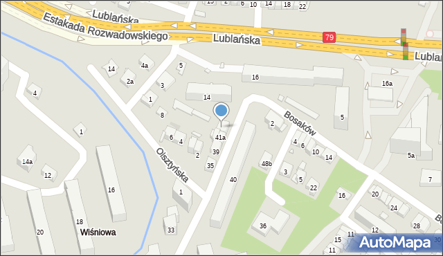 Kraków, Gdańska, 43, mapa Krakowa