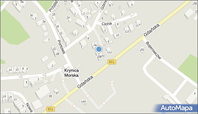 Krynica Morska, Gdańska, 109, mapa Krynica Morska