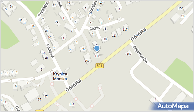 Krynica Morska, Gdańska, 111, mapa Krynica Morska