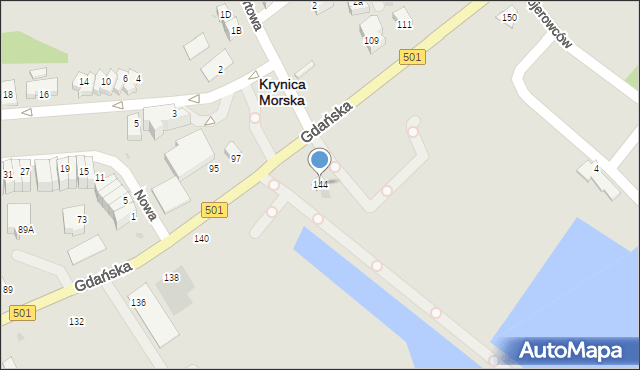 Krynica Morska, Gdańska, 144, mapa Krynica Morska