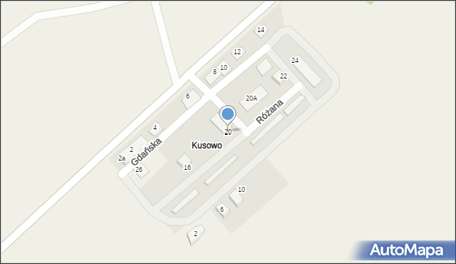 Kusowo, Gdańska, 20, mapa Kusowo